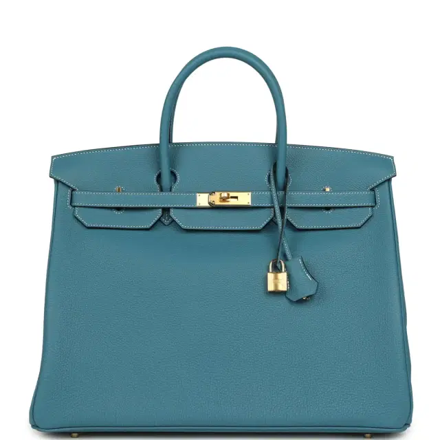 HERMÈS Hermes Birkin 40 Blue Jean Togo Gold Hardware