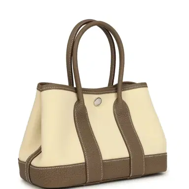 HERMÈS Hermes Garden Party Neo 23 Vanille Toile Officier Canvas and Etoupe Negonda Palladium Hardware | Thumbnail 2