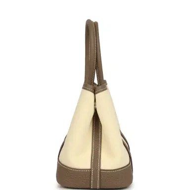 HERMÈS Hermes Garden Party Neo 23 Vanille Toile Officier Canvas and Etoupe Negonda Palladium Hardware | Thumbnail 3