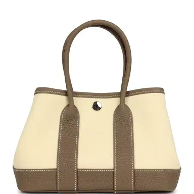 HERMÈS Hermes Garden Party Neo 23 Vanille Toile Officier Canvas and Etoupe Negonda Palladium Hardware | Thumbnail 4