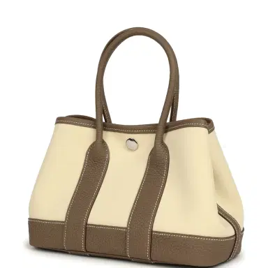 HERMÈS Hermes Garden Party Neo 23 Vanille Toile Officier Canvas and Etoupe Negonda Palladium Hardware | Thumbnail 5