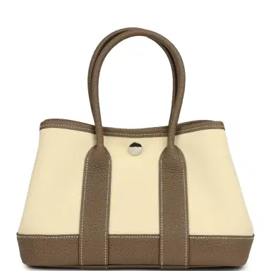 HERMÈS Hermes Garden Party Neo 23 Vanille Toile Officier Canvas and Etoupe Negonda Palladium Hardware | Thumbnail 1