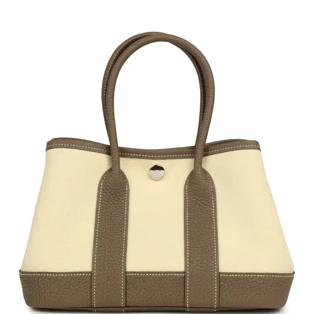 HERMÈS Hermes Garden Party Neo 23 Vanille Toile Officier Canvas and Etoupe Negonda Palladium Hardware