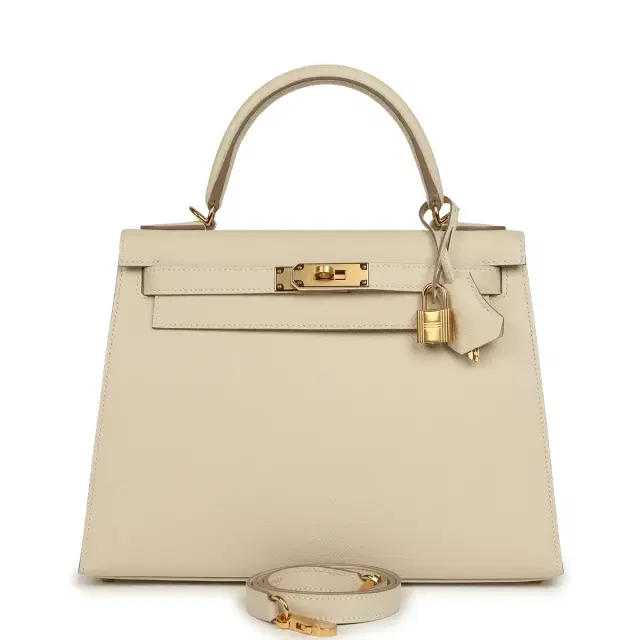HERMÈS Hermes Kelly Sellier 28 Craie Epsom Gold Hardware