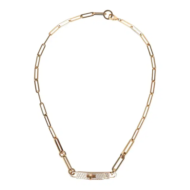 HERMÈS Hermes Small Kelly Chaine Choker Necklace Diamonds 18K Yellow Gold