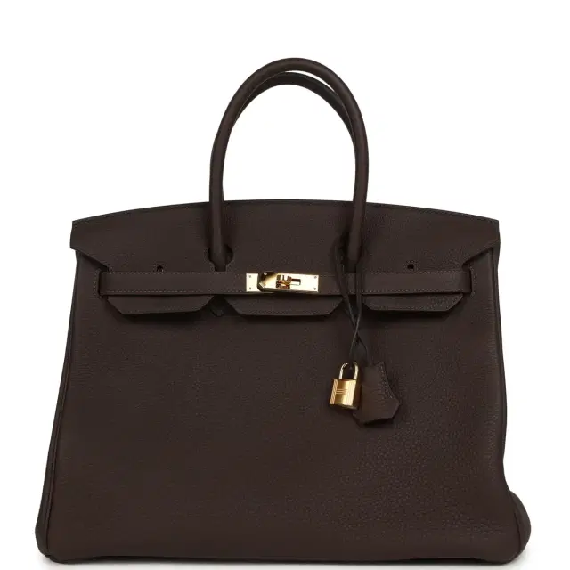 HERMÈS Pre-owned Hermes Birkin 35 Chocolate Togo Gold Hardware