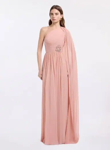 Elie Saab One-Shoulder Silk Long Dress | Thumbnail 2