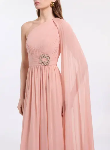 Elie Saab One-Shoulder Silk Long Dress | Thumbnail 4