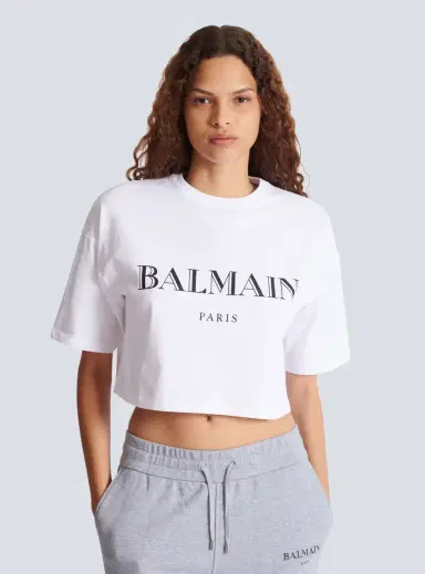 Balmain Boxy cropped T-shirt with  print | Thumbnail 5