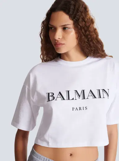 Balmain Boxy cropped T-shirt with  print | Thumbnail 6