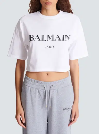 Balmain Boxy cropped T-shirt with  print | Thumbnail 7