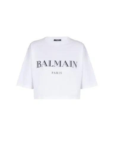 Balmain Boxy cropped T-shirt with  print | Thumbnail 1