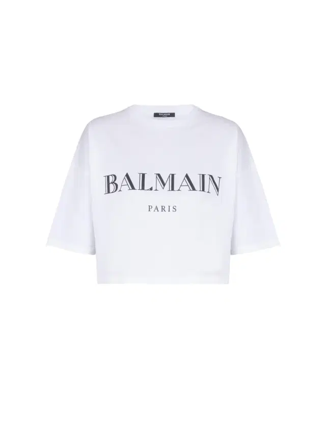 Balmain Boxy cropped T-shirt with  print