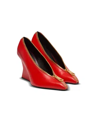 Balmain Zip Wedge pumps in lambskin leather | Thumbnail 2
