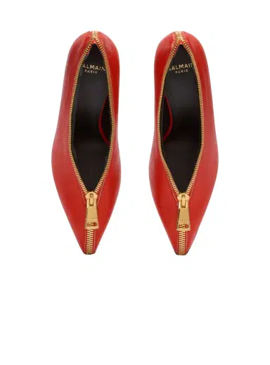 Balmain Zip Wedge pumps in lambskin leather | Thumbnail 6