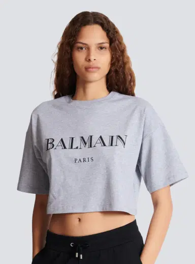 Balmain Boxy cropped T-shirt with  print | Thumbnail 5