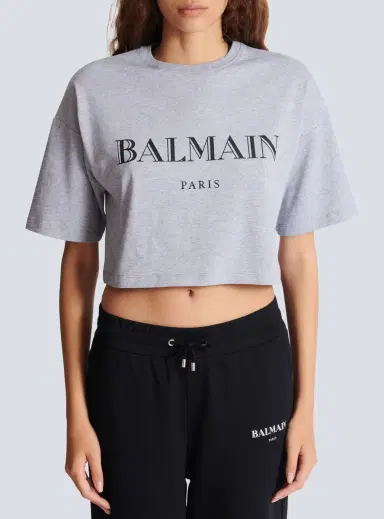 Balmain Boxy cropped T-shirt with  print | Thumbnail 7