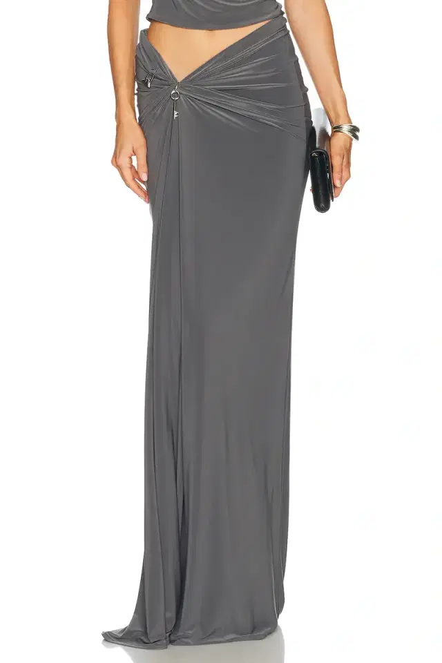 Grace Ling Relic Charms Draped Maxi Skirt