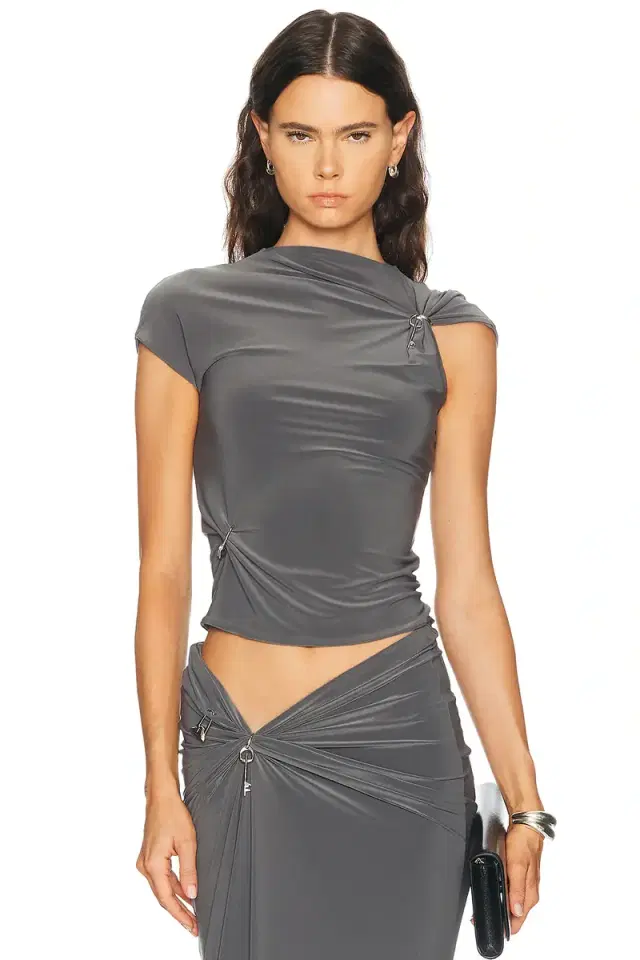 Grace Ling Relic Charms Mock Neck Top