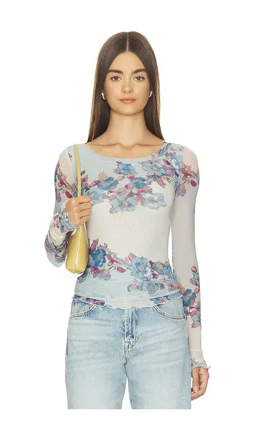 Free People Lilly Printed Long Sleeve Top