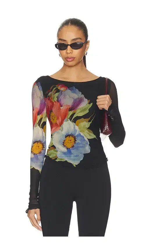 Free People Lilly Printed Long Sleeve Top