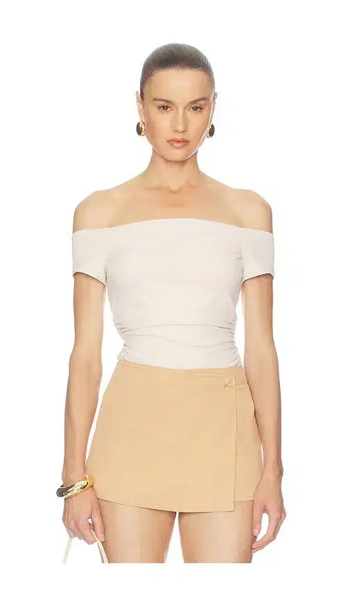susana monaco Off Shoulder Short Sleeve Top