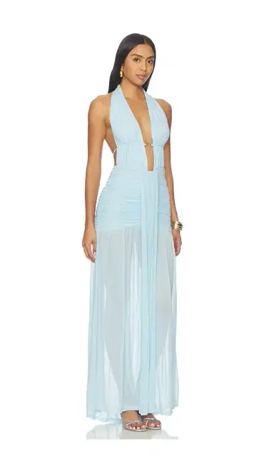 Runaway The Label Adrianna Plunge Ruched Maxi Dress | Thumbnail 2
