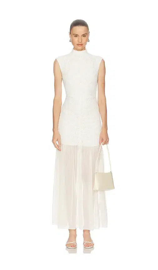 ROTATE Lace Ruched Maxi Dress