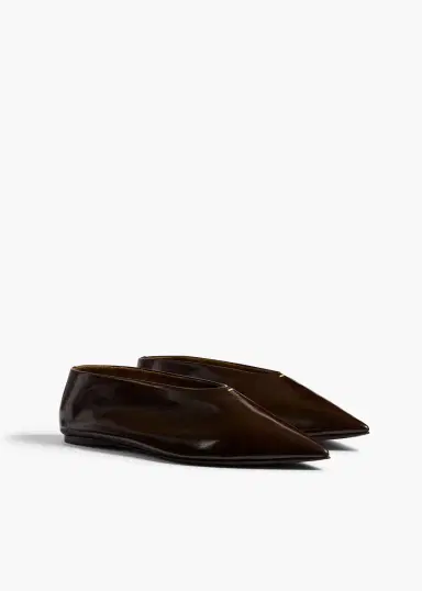 Khaite Miriam Ballerina In Cacao Glazed Leather | Thumbnail 3 Khaite Miriam Ballerina In Cacao Glazed Leather | Thumbnail 3