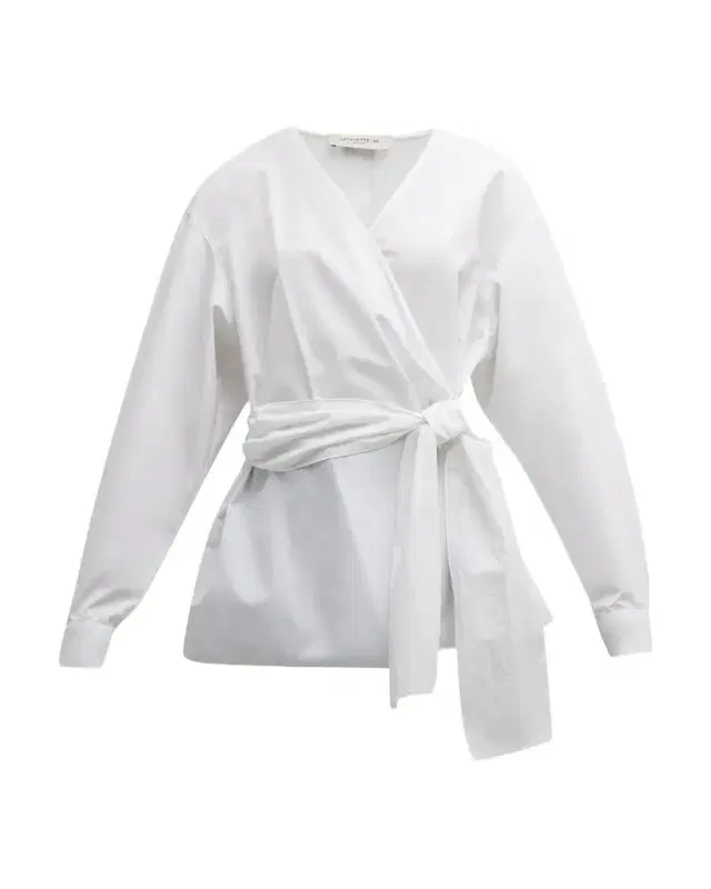 Lafayette 148 New York Stretch Cotton Wrap Blouse