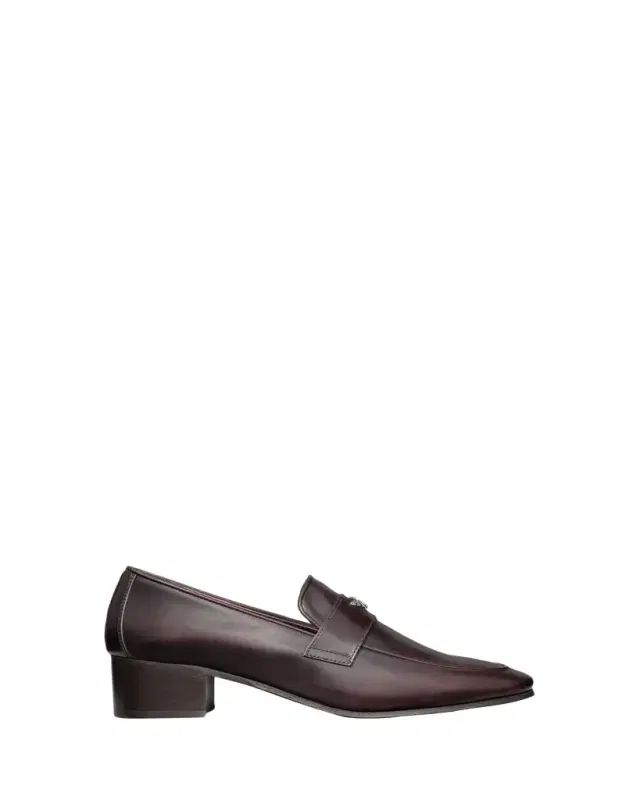 Bougeotte Brushed Leather Block-Heel Loafers