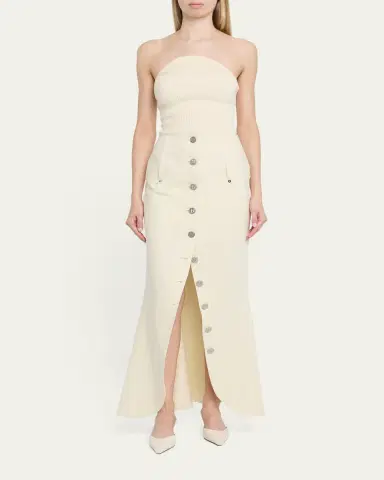 Wiederhoeft Button-Front Denim Maxi Tulip Skirt | Thumbnail 2 Wiederhoeft Button-Front Denim Maxi Tulip Skirt | Thumbnail 2