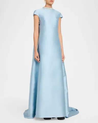 Atelier Prabal Gurung Naomi Crystal Button-Back Gown with Train | Thumbnail 4 Atelier Prabal Gurung Naomi Crystal Button-Back Gown with Train | Thumbnail 4