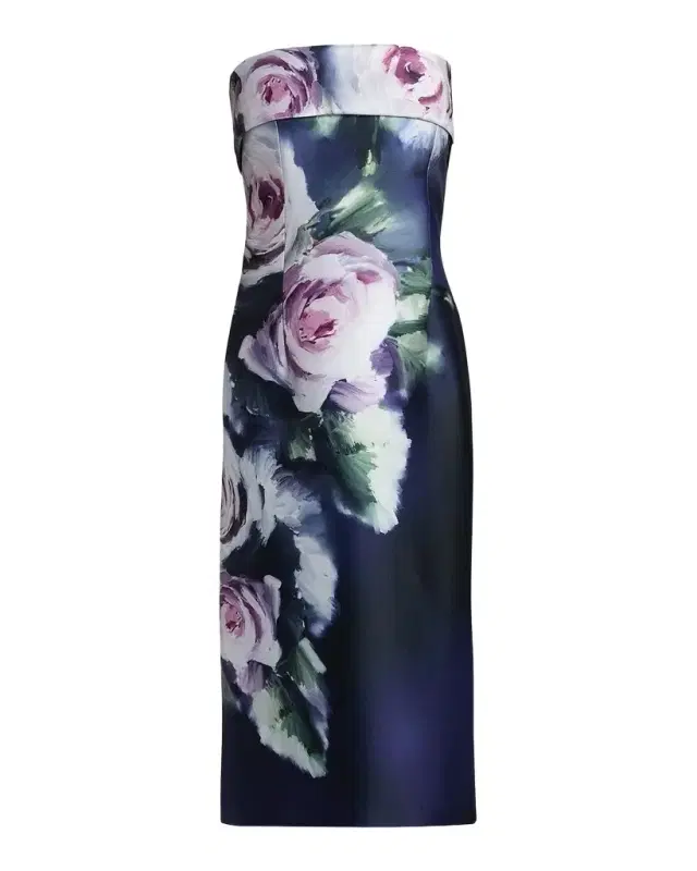 Rickie Freeman for Teri Jon Sleeveless Floral-Print Mikado Dress