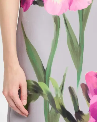 Rickie Freeman for Teri Jon Sleeveless Floral-Print Scuba Column Gown | Thumbnail 5