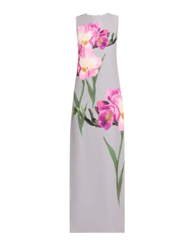 Rickie Freeman for Teri Jon Sleeveless Floral-Print Scuba Column Gown