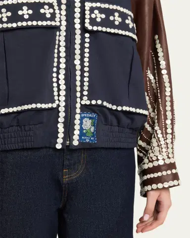 Sea Georgie Embellished Mixed-Media Bomber Jacket | Thumbnail 5 Sea Georgie Embellished Mixed-Media Bomber Jacket | Thumbnail 5