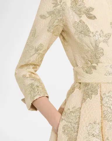 Rickie Freeman for Teri Jon Pleated Metallic Jacquard Midi Shirtdress | Thumbnail 5 Rickie Freeman for Teri Jon Pleated Metallic Jacquard Midi Shirtdress | Thumbnail 5