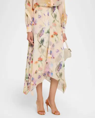 PRABAL GURUNG Floral-Print Handkerchief Hem Skirt | Thumbnail 4 PRABAL GURUNG Floral-Print Handkerchief Hem Skirt | Thumbnail 4