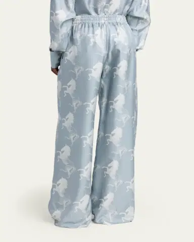Stella McCartney Horse Printed Silk Twill Wide-Leg Drawstring Pants | Thumbnail 3 Stella McCartney Horse Printed Silk Twill Wide-Leg Drawstring Pants | Thumbnail 3