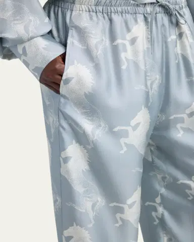 Stella McCartney Horse Printed Silk Twill Wide-Leg Drawstring Pants | Thumbnail 5 Stella McCartney Horse Printed Silk Twill Wide-Leg Drawstring Pants | Thumbnail 5