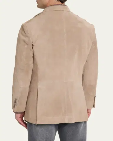 Brunello Cucinelli Men's Suede Four-Pocket Safari Jacket | Thumbnail 3 Brunello Cucinelli Men's Suede Four-Pocket Safari Jacket | Thumbnail 3