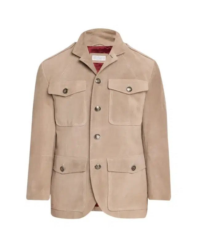 Brunello Cucinelli Men's Suede Four-Pocket Safari Jacket