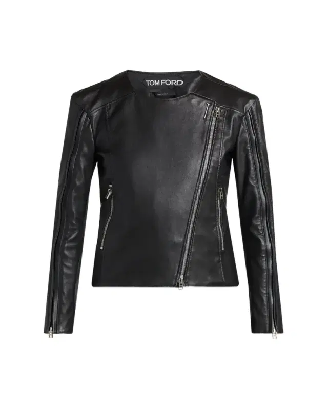 TOM FORD Collarless Leather Moto Jacket
