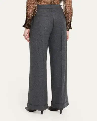 Brunello Cucinelli Cashmere-Wool Wide-Legs Trousers | Thumbnail 3