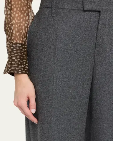 Brunello Cucinelli Cashmere-Wool Wide-Legs Trousers | Thumbnail 5