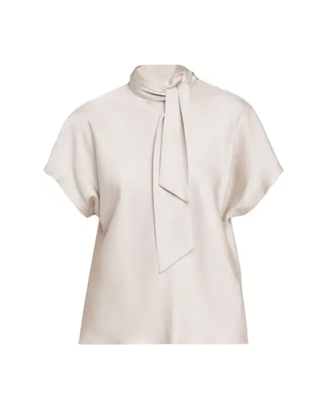 Brunello Cucinelli Fluid Silk Satin Top with Scarf Collar