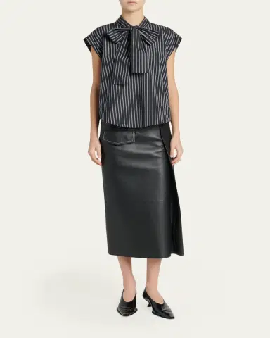 Marni Self-Tie Half-Placket Striped Blouse | Thumbnail 2 Marni Self-Tie Half-Placket Striped Blouse | Thumbnail 2