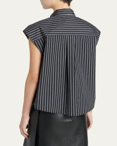 Marni Self-Tie Half-Placket Striped Blouse | Thumbnail 3 Marni Self-Tie Half-Placket Striped Blouse | Thumbnail 3