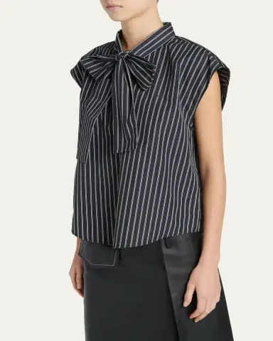 Marni Self-Tie Half-Placket Striped Blouse | Thumbnail 4 Marni Self-Tie Half-Placket Striped Blouse | Thumbnail 4